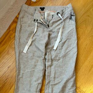 Striped linen-cotton blend pant